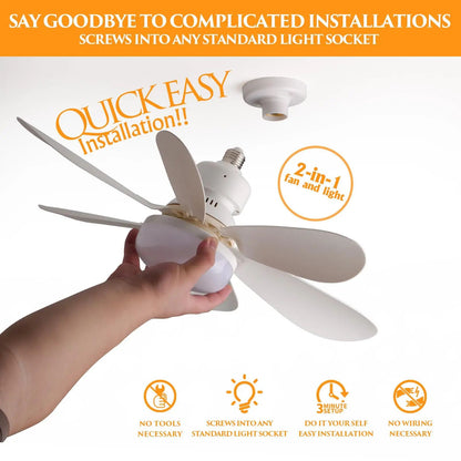 LED 40W ceiling fan light E27 with remote control for dimming, suitable for living room, study, household use, 85-265V
