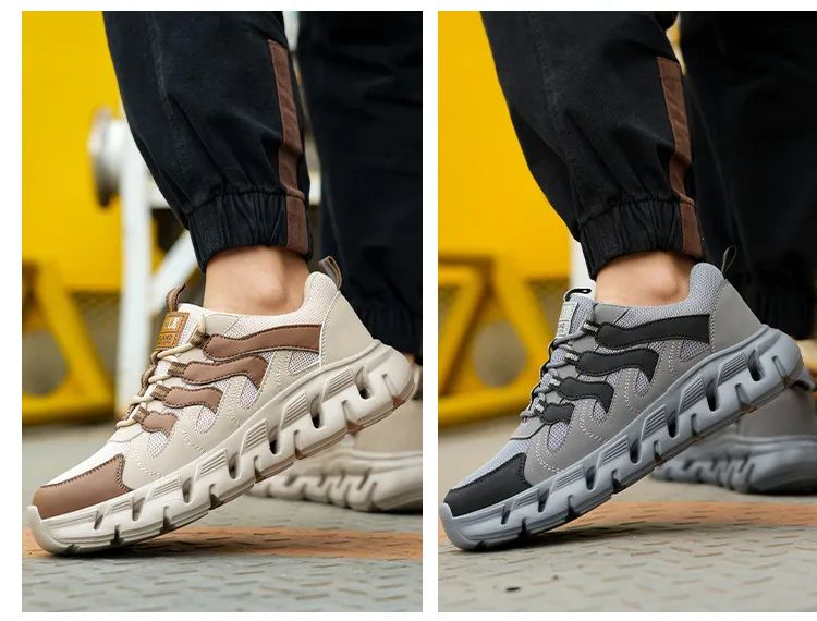 Light work shoes for men with iron professional man safety shoes non-slip work boots men steel nose safety sneakers man 46
