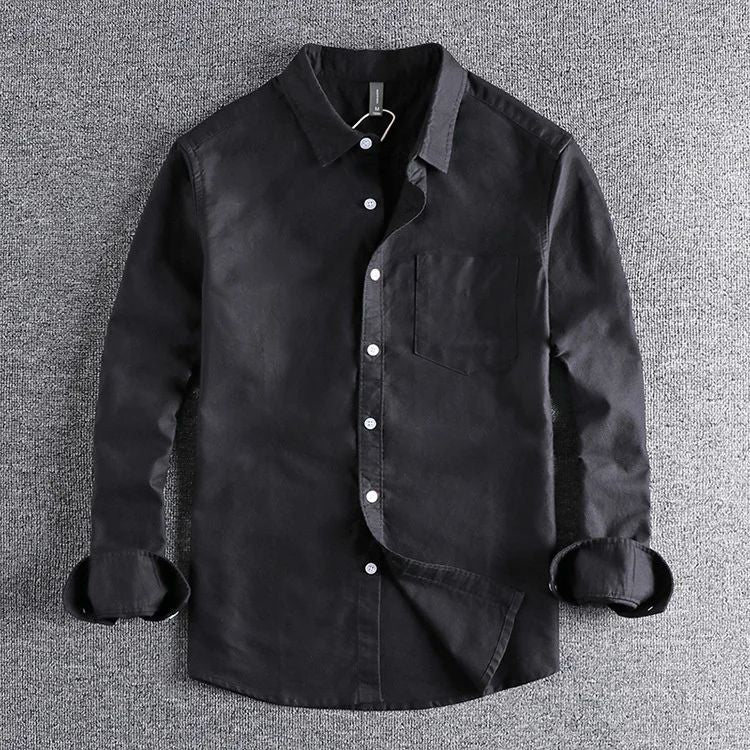 Basic Minimalist Men Shirt Jacket Pure Cotton Washed Oxford Military Light Casual Work Safari Style Shirts Mens Tops Shirt