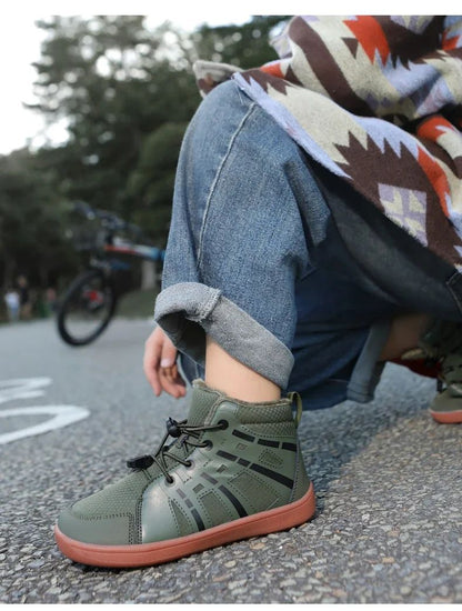 Fashion Kids Snow Boots Wide ToeBox Shoes Kid's Waterprof Barefoot Sneakers Boys Girls Warm Cotton Lightweight Non-slip Sneakers