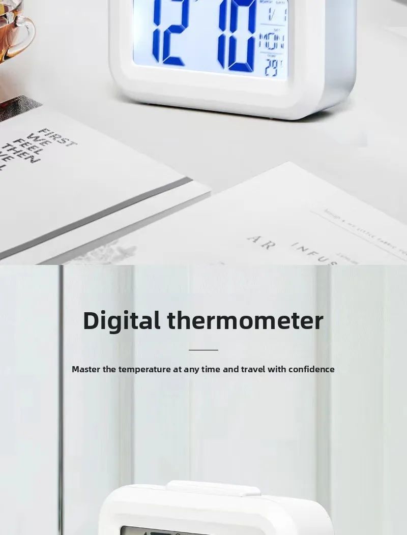 Bedside Table Alarm Clock Date Temperature Function Children's Bedroom Clock Home Offices Desktop Clock Desk Decor Digital Child