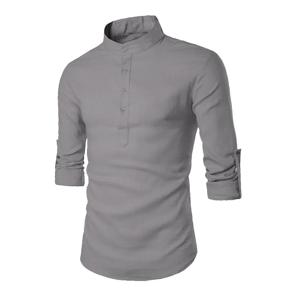 KB New Men's Casual Blouse Cotton Linen Shirt Loose Tops Long Sleeve Tee Shirt Spring Autumn Casual Handsome Men Shirts