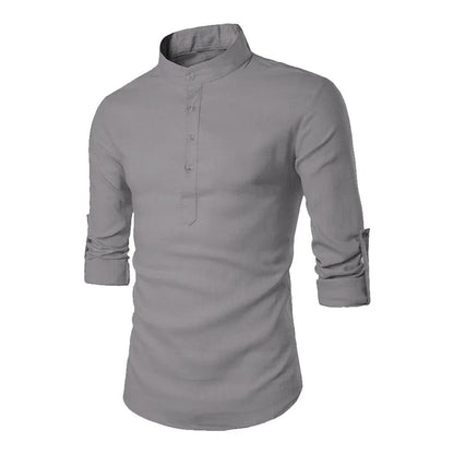 KB New Men's Casual Blouse Cotton Linen Shirt Loose Tops Long Sleeve Tee Shirt Spring Autumn Casual Handsome Men Shirts