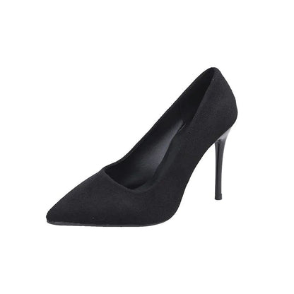 Primavera e outono novos sapatos femininos de salto alto preto, boca rasa pontiaguda fina com temperamento sexy, sapatos únicos, Zapatos De Mujer