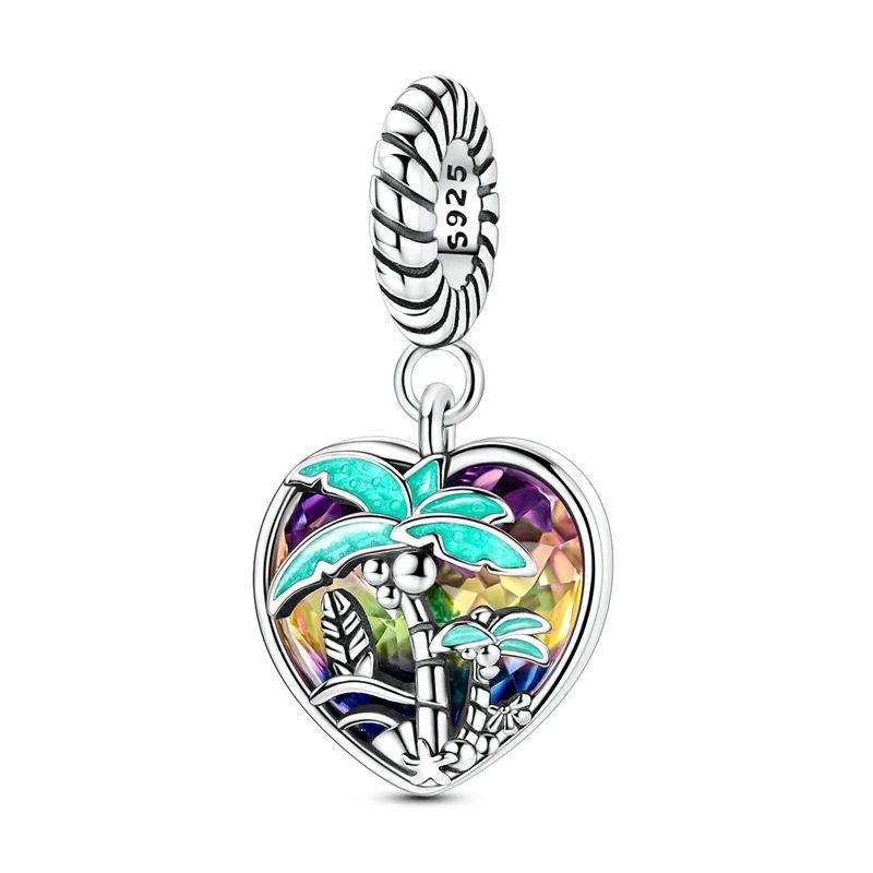 Pingente Charm Libélula Tema Primavera Prata Esterlina 925 Borboleta Flor Pendente Compatível com Bracelete Colar Joias DIY