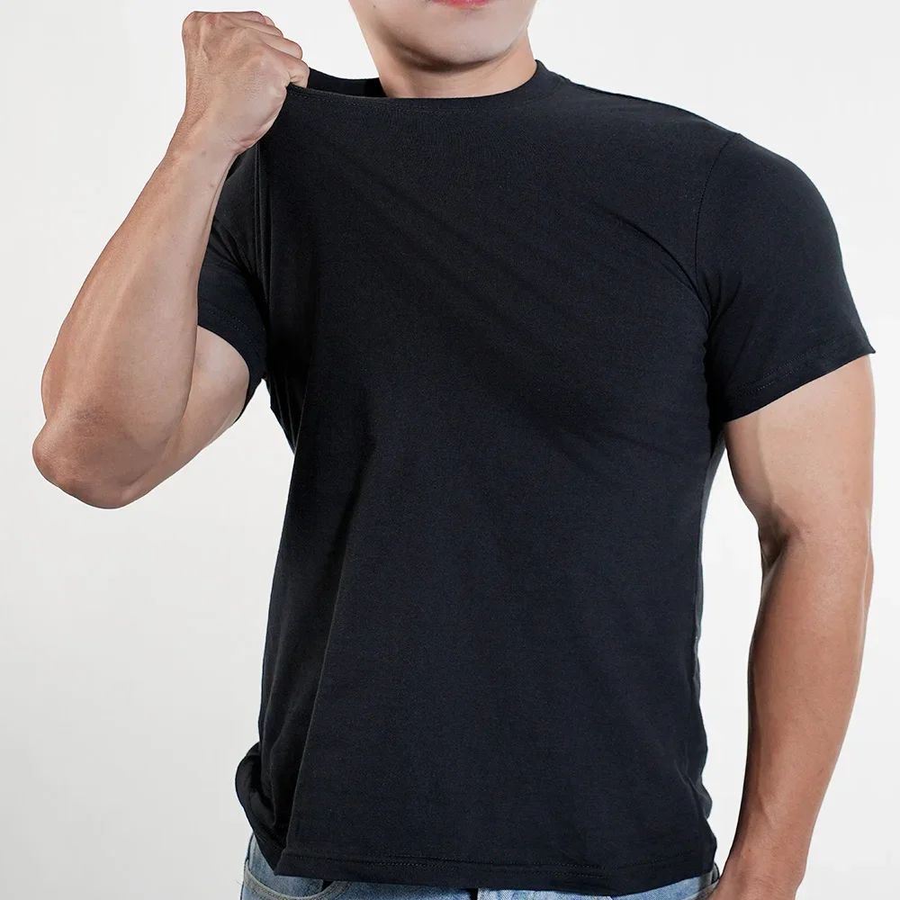 1pc Mens T Shirt Short Sleeve Cotton Plain Tops Tees Fitness Muscle Joggers Bodybuilding Tshirt Male Gym Clothes Slim Fit Shirt