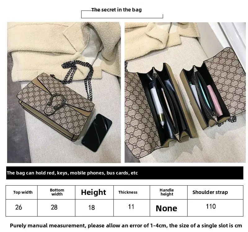 Women Stylish Retro Print Shoulder Crossbody Bag Fashionable Chain Underarm Purse Medium Hardness Polyester Lining