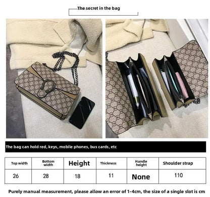 Women Stylish Retro Print Shoulder Crossbody Bag Fashionable Chain Underarm Purse Medium Hardness Polyester Lining