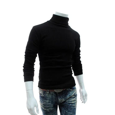 Spring Thin Men Turtleneck Sweaters Black Pullovers Clothing for Men Harajuku Knitted Sweater Male Solid Pull Hombre Tops