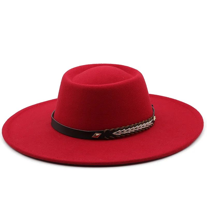 British Style Felt Fedoras Hats for Women9.5CM Wide Brim Men Formal Luxury Jazz Caps Bowler Wedding Dress Hat Chapeau Femme