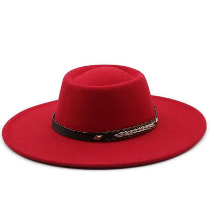 British Style Felt Fedoras Hats for Women9.5CM Wide Brim Men Formal Luxury Jazz Caps Bowler Wedding Dress Hat Chapeau Femme