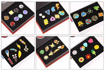 Pokemon League GYM Badge Anime Figures Pocket Monster King of Heaven Gymnasium Metal Badge Pikachu Mew-two Toys for Kid Children