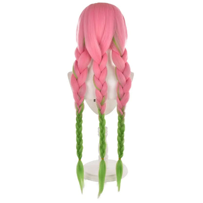 Demon Slayer Kanroji Mitsuri Cosplay Wig Green Mix Pink Long Anime Costume Wigs Kanroji Mitsuri Wigs with  Synthetic Wig