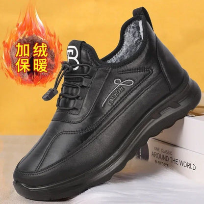 Winter Fashion Men's Shoes Warm Plush  Men's Black Waterproof Zapatillas Hombre Comfortable Men's Walking Shoes