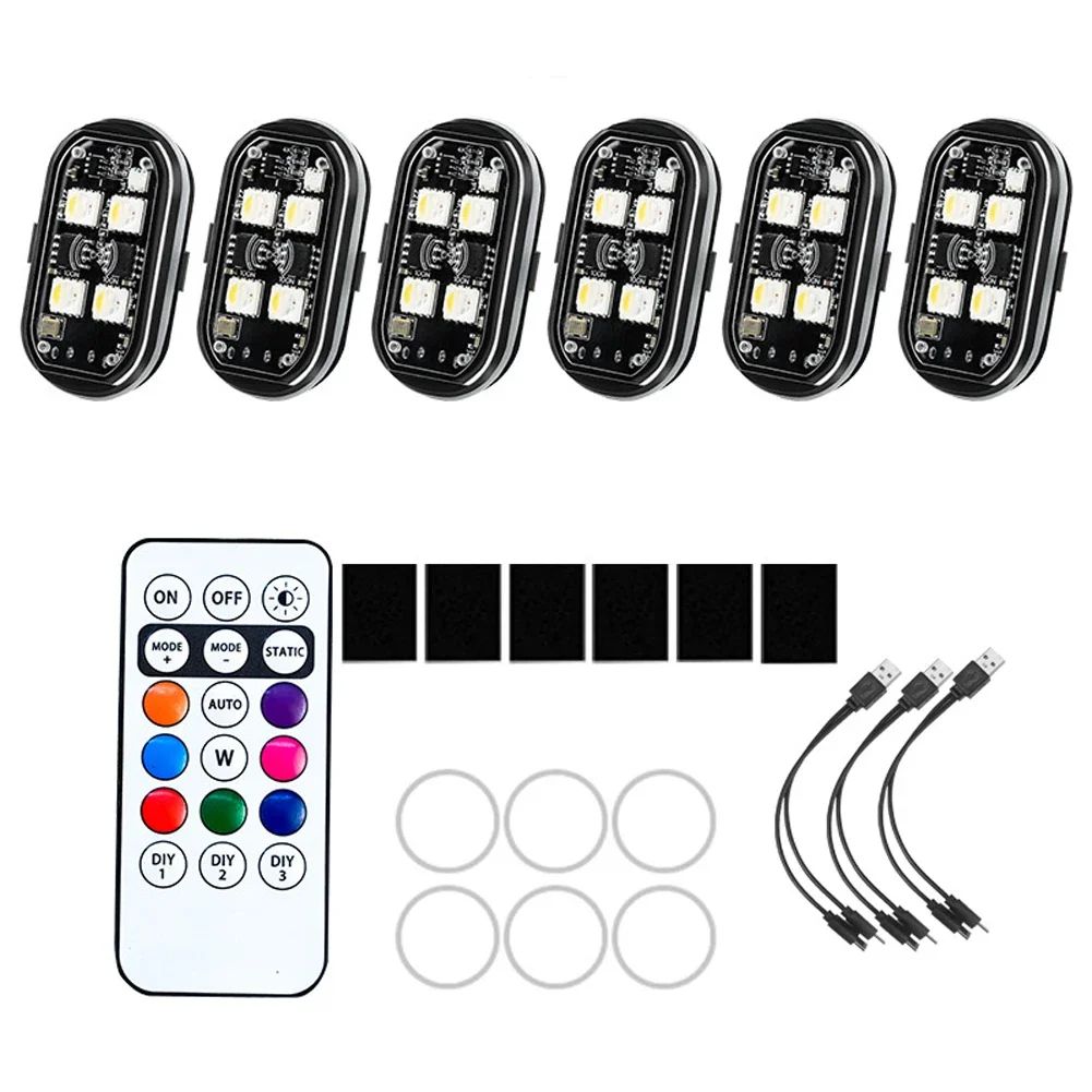 RGB Led Motorcycle Strobe lights LED Flash Light Rechargeable Wireless Light Aircraft Airplane Helicopter Warning Lights