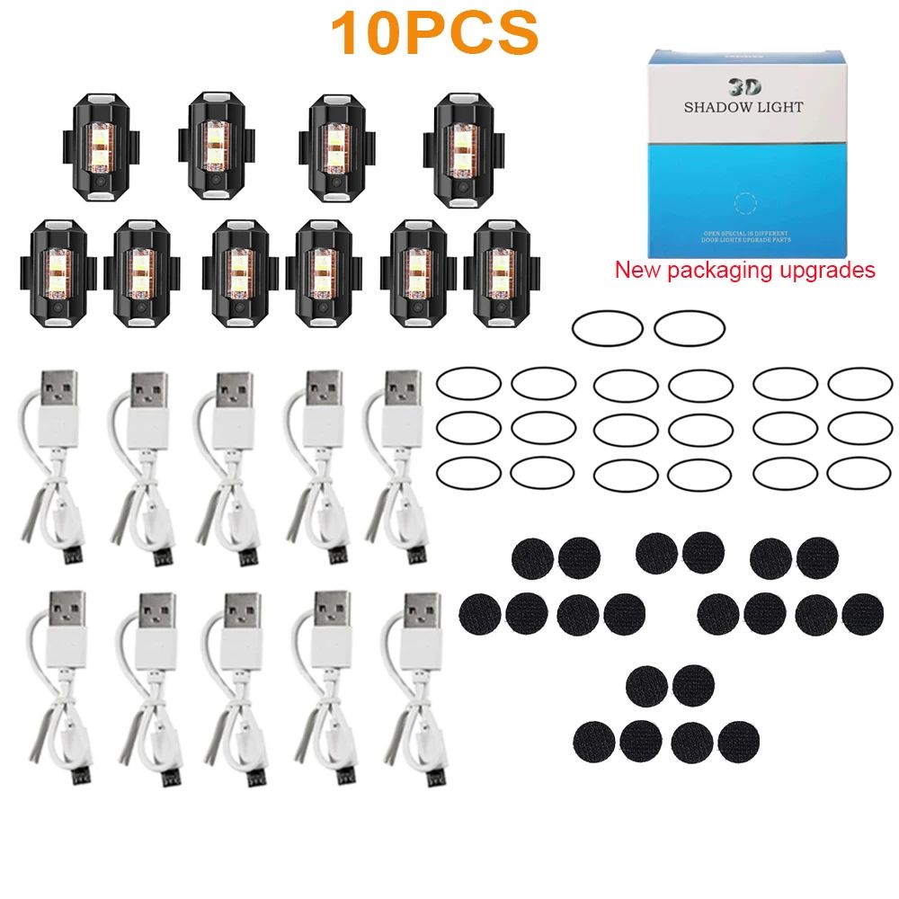 Luz de Advertência de Sinal Luzes de Motocicleta Luz Estroboscópica de Drone USB LED Anticolisão Bicicleta Voo Noturno Mini Luz de Sinalização Piscante