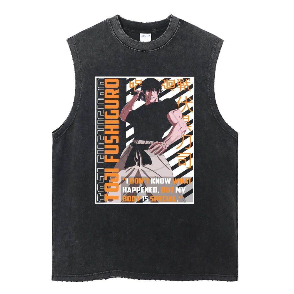 Luffy printed anime fitness vest summer new men s vest Y2k women s washed casual sleeveless shirt streetwear Harajuku