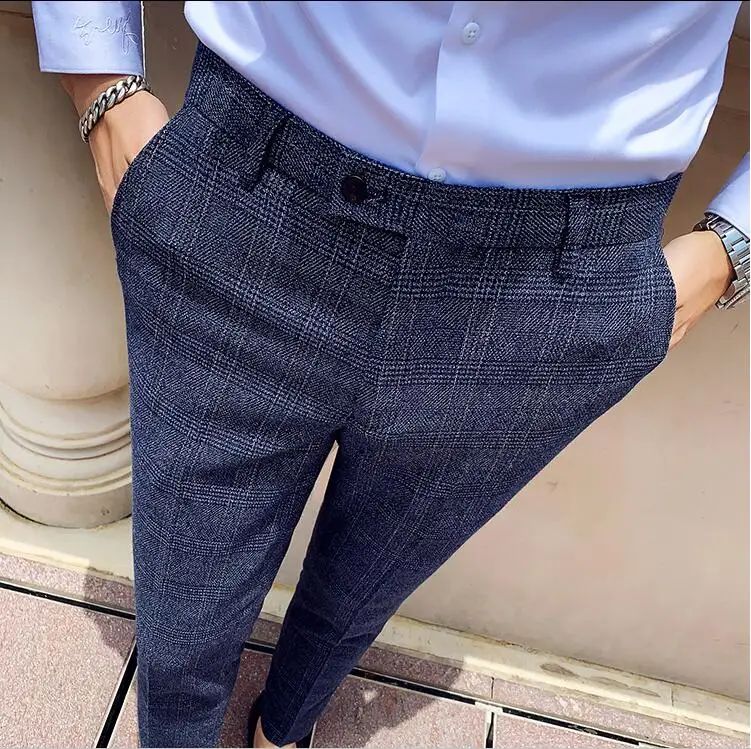 Dark Blue Men's Suit Three Piece, Business Casual Jacket and Vest with Trousers, Gray Dark Brown Slim Fit Sets, Asian Size