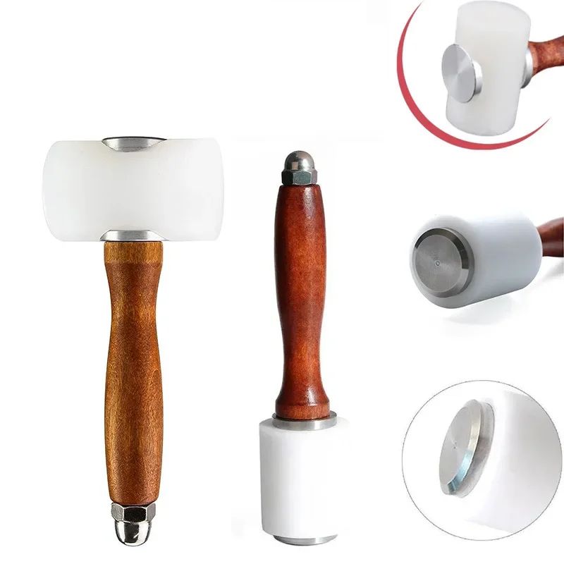 Ferramenta Martelo de Nylon com Cabo de Madeira Ferramenta Manual Doméstica Ideal para Artesanato em Couro Ferramentas de Escultura Suprimentos