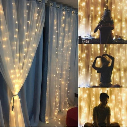 3M LED Curtain Fairy Light Christmas Garland Lamps for Wedding Party Home Decoration
