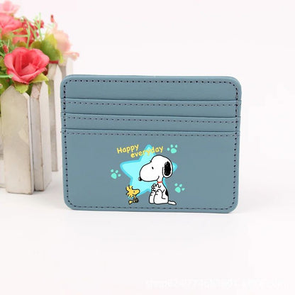 Snoopy Coin Purse Peanuts Anime Credit Card Holder Passport PU Wallet ID Cards Cover Case Bag Kids Men Woman Birthday Gift