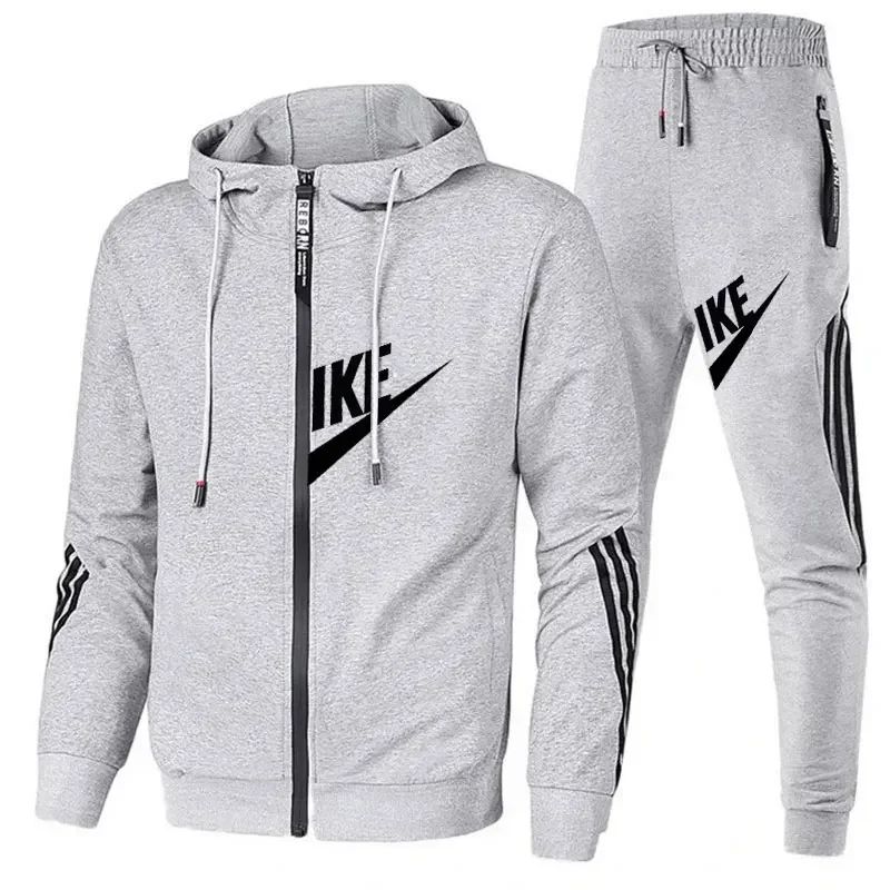 2025 New Autumn Men's Outdoor Jogging Casual Sport Pants + Sport Shirt Two-piece Set, Men's Daily Street Fashion Outfit