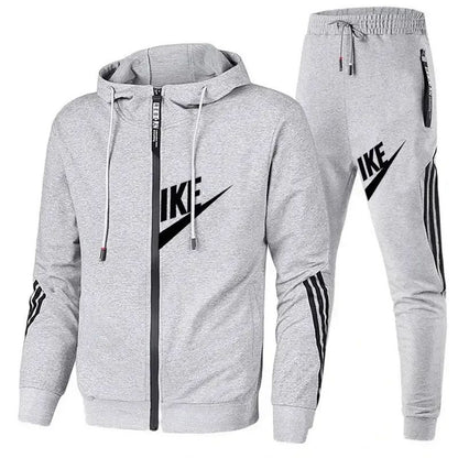 2025 New Autumn Men's Outdoor Jogging Casual Sport Pants + Sport Shirt Two-piece Set, Men's Daily Street Fashion Outfit