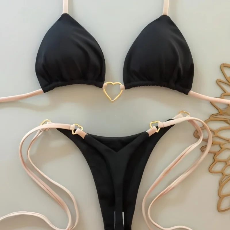 2025 Solid Color White Bikini Women Suit Low Waist Lace-up Swimsuit Two-piece Set Swimwear Women Bathing Suit ?????????