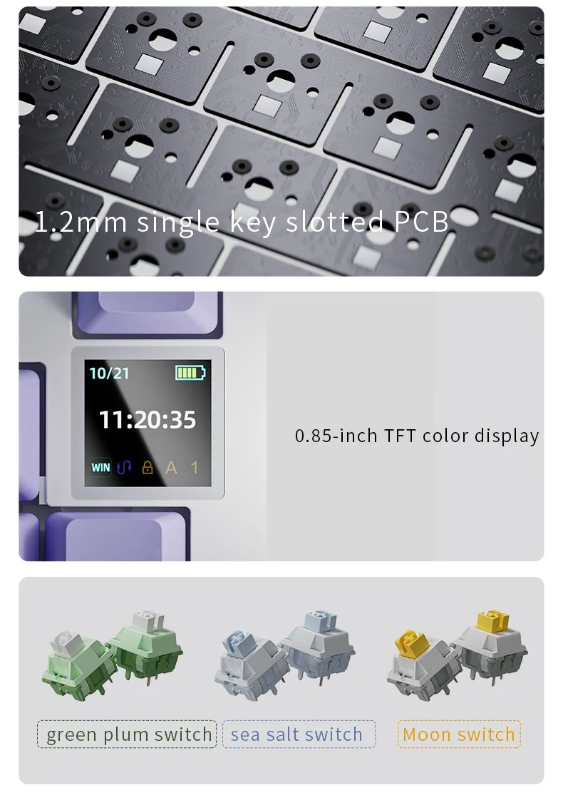 AJAZZ AK820 Teclado Mecânico para Jogos Sem Fio Hot Swap, Layout 75%, Switches Trocáveis, Conectividade de Três Modos
