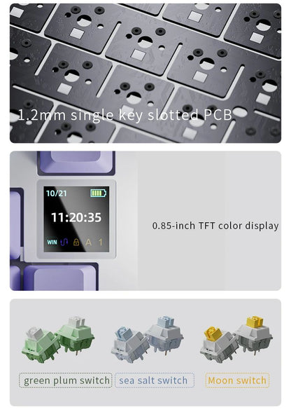 AJAZZ AK820 Teclado Mecânico para Jogos Sem Fio Hot Swap, Layout 75%, Switches Trocáveis, Conectividade de Três Modos