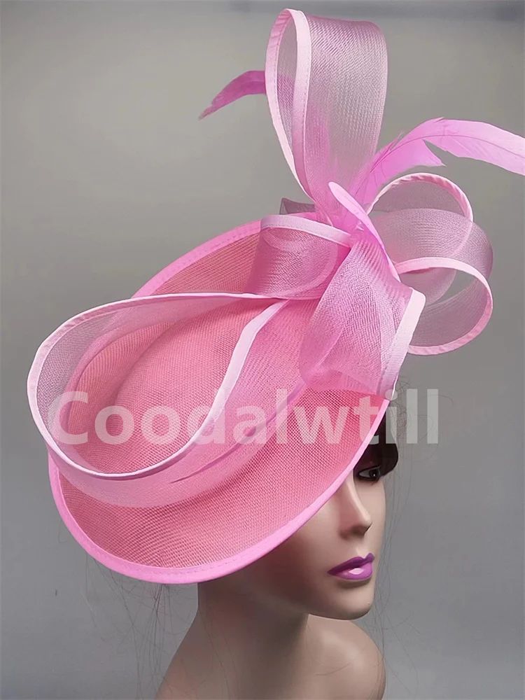 Chapéu Fascinator de Casamento Feminino, Chapéu de Millinery para Eventos Formais na Igreja, Chá, Corrida Kentucky Derby, Chapeau com Pena
