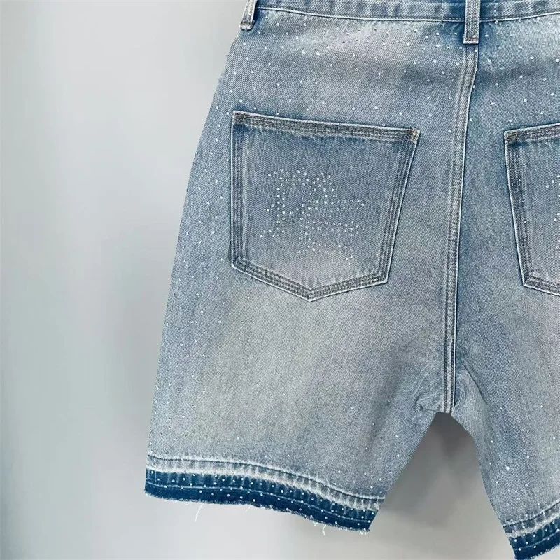 Calça Jeans Masculina Blue Washed MIXED EMOTION Hot Drill Letter Retrô Americana Calça Jeans Feminina Mixed Emotion