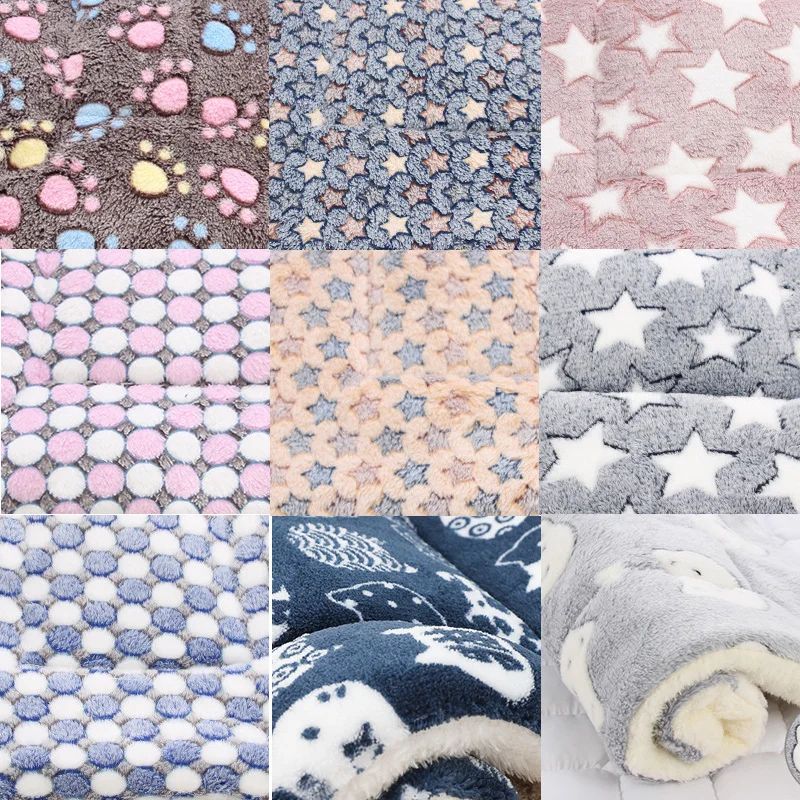Tapete para Animais de Estimação Espessado Outono/Inverno Canil Quente Manta para Gatos/Cães Tapete Antiderrapante de Flanela Macia de Algodão para Cães Pequenos e Grandes