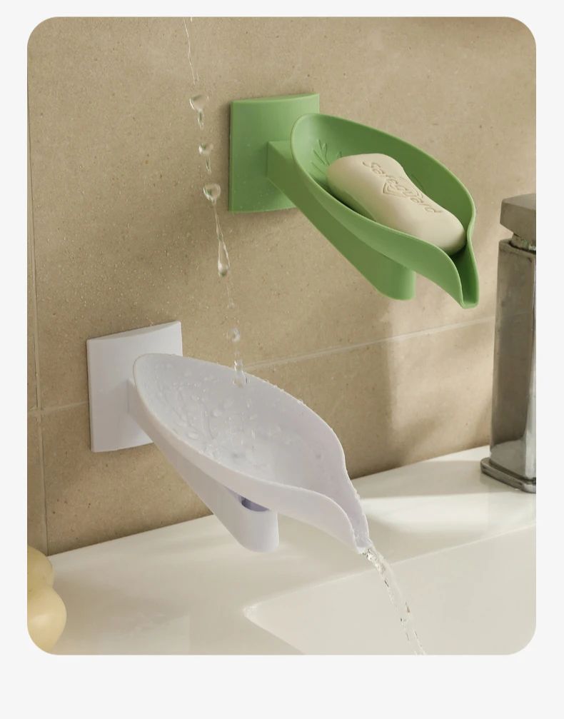 New Leaf Shape Soap Box Drain Soap Holder Box Bathroom Accessories Toilet Laundry Soap Box Bathroom Supplies Tray Gadgets
