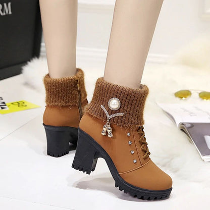Women Boots Winter Designer High Heels Shoes for Women 2024 New Short Plush High Platform Ankle Boots Elegant Botas Mujer