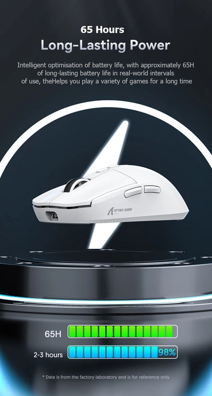 Attack Shark X6 PAW3395 Bluetooth Mouse,2.4 Tri-Mode Connection, RGB Touch Magnetic Charging Base, Macro Gaming Mouse