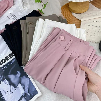 Korean High Waist Nine Point Trousers Female Fall Summer Casual Loose Office Lady Suit Pants Fashion Solid Color Work Pant New