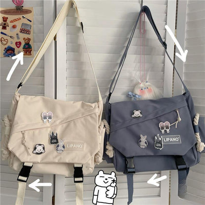 Women's Nylon Handheld One Shoulder Versatile Large Capacity Crossbody Bag Retro Work Travel Postman Bag