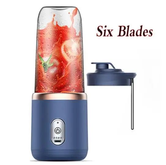 Liquidificadores Portáteis de Suco de Frutas Mini Garrafa Elétrica Pessoal de Verão para Casa USB 6 Lâminas Copo Espremedor Máquina para Cozinha
