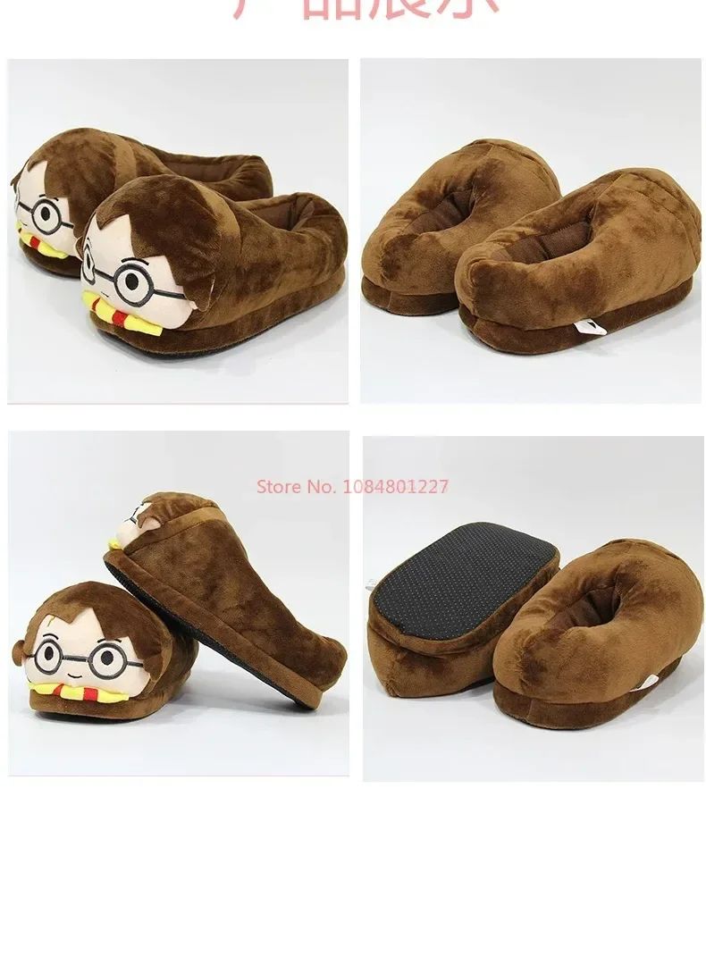 Chinelo de Algodão Fofo do Harry Potter, Quente e Grosso, para o Inverno, Unissex, para Ambientes Internos, Respirável, Presente Surpresa