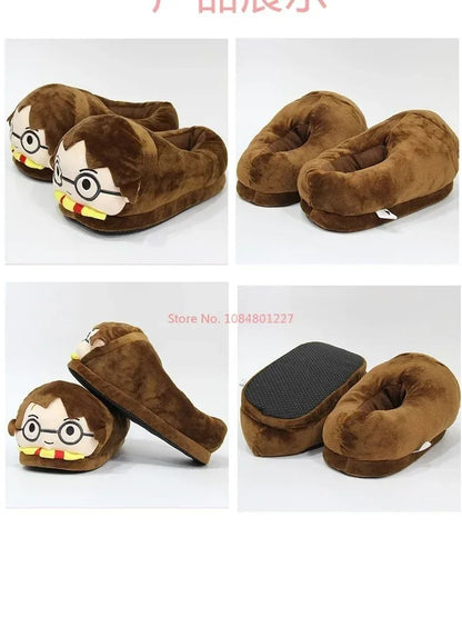 Chinelo de Algodão Fofo do Harry Potter, Quente e Grosso, para o Inverno, Unissex, para Ambientes Internos, Respirável, Presente Surpresa
