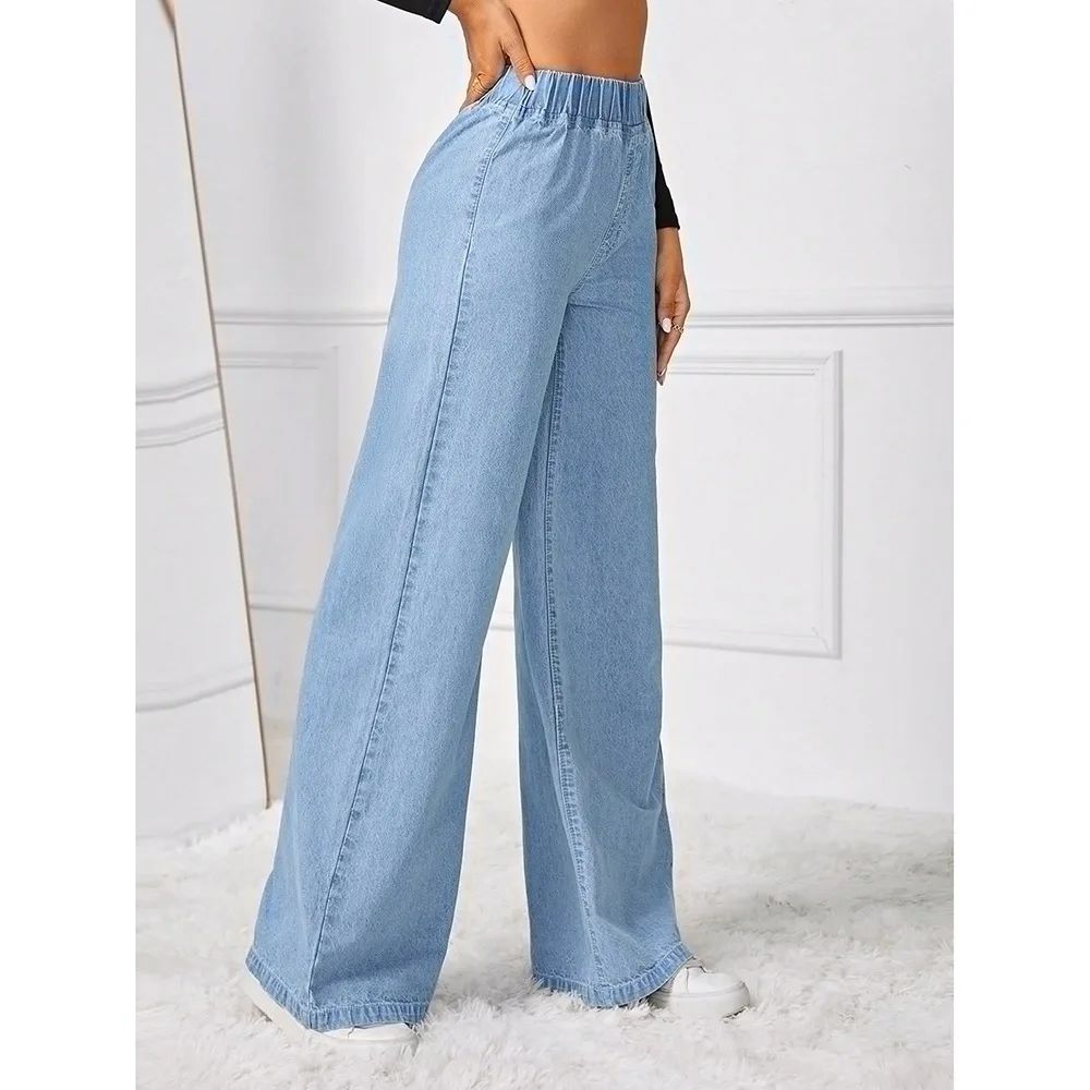 Fashionable Loose Women's Jeans High Waist Straight Leg Long Legged Wide Pants Autumn New Arrival Trendy Lazy Style