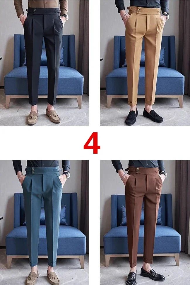 Calças de Terno Masculinas, Calças de Vestir Slim Modernas, Calças Brancas Pretas Azuis Verdes Pantalones Hombre Outono/Inverno Masculino, Novidade 2025