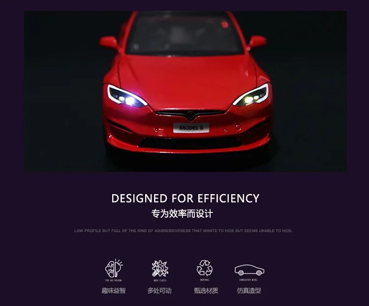 1:24 Tesla Model S Miniatures Simulation Alloy Metal Diecast Model Car Sound & Light car Toys for Kids Gifts for Boyfriend C270