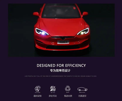 1:24 Tesla Model S Miniatures Simulation Alloy Metal Diecast Model Car Sound & Light car Toys for Kids Gifts for Boyfriend C270