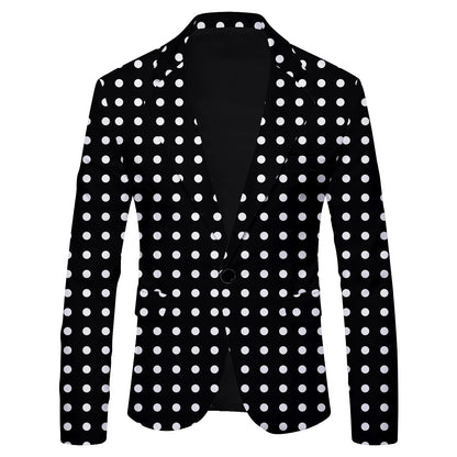 HOO 2025 New Men's Polka Dot Print Leisure blazer Jacket British Fashion Slim-Fitting   blazer    Pattern Customization