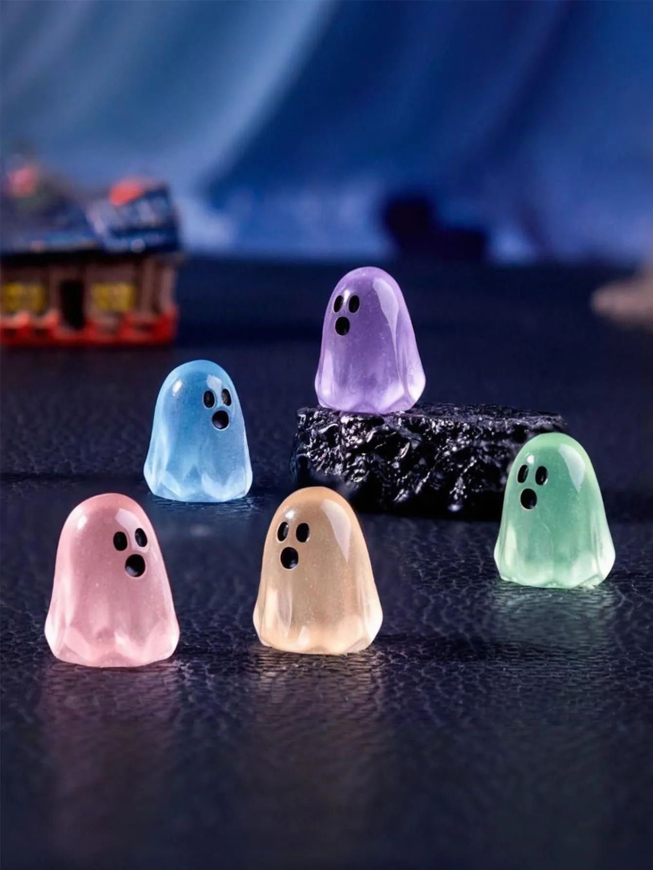 5/10Pcs Luminous Ghost Figures Glowing At Night Action Figure Mini Micro Landscape Miniatures Halloween Decoration Gifts