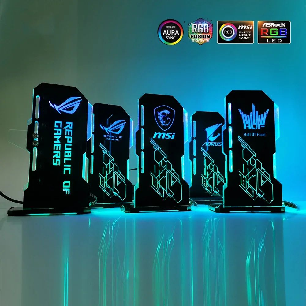 Suporte Vertical Ajustável de Placa de Vídeo MSI VGA ARGB para PC ROG, Suporte para Chassi de Placa de Vídeo, Cooler de Água Personalizado, MOD 5V 3 Pinos AURA