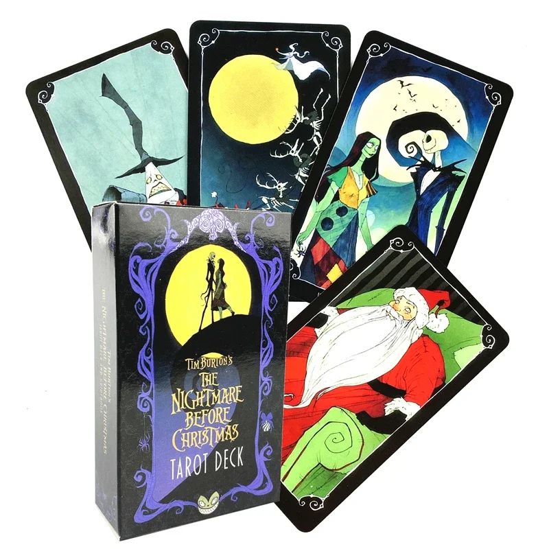 10.3x6cm Disney The Nightmare Before Christmas Baralho de Tarô e Guia em PDF Jogo de Tabuleiro Adivinhação Diga o Futuro Presente de Aniversário