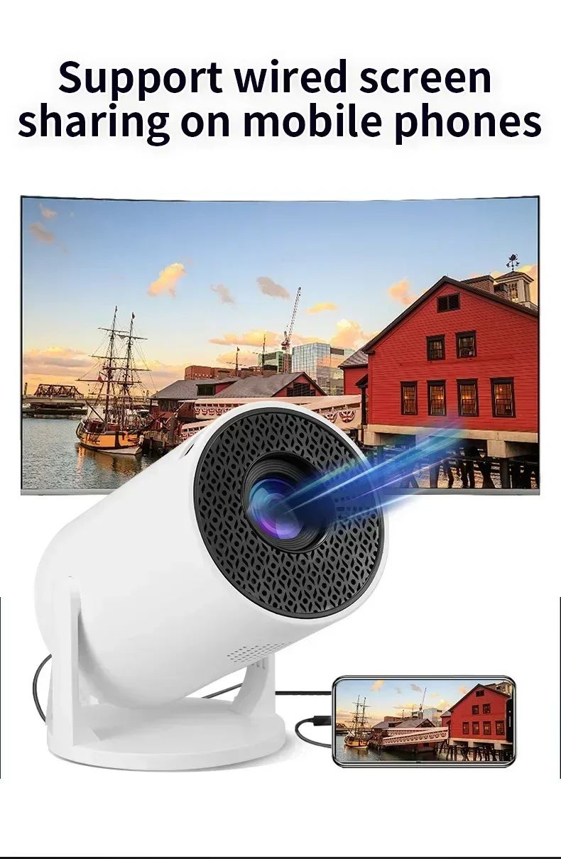 Projetor Portátil 2025 HY300 Ultra 4K Ultra HD 300ANSI Android 11 BT5.4 Foco Eletrônico Alto-falante Embutido Para Home Theater